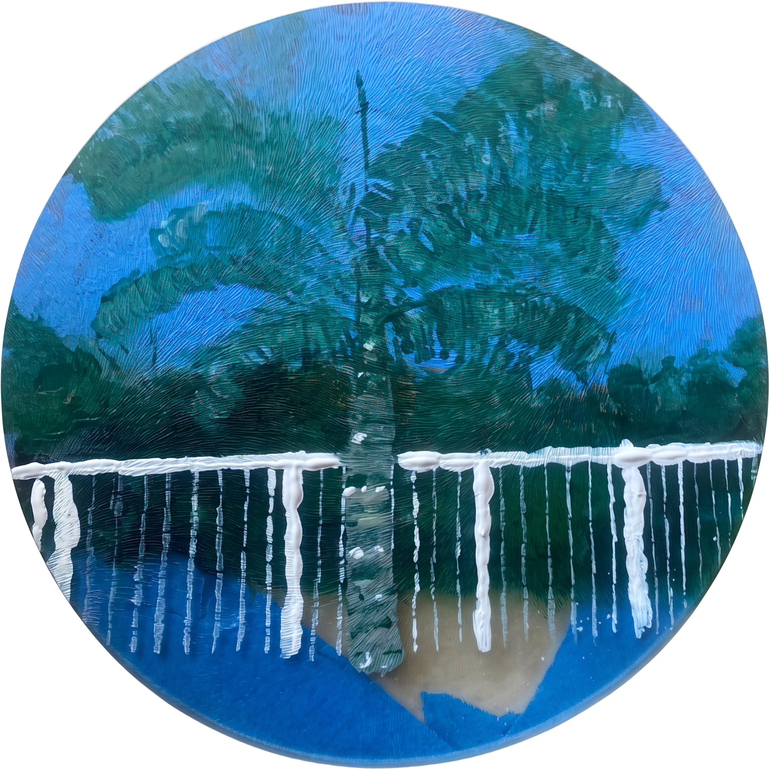 Round Palm Tree, 8" round painting