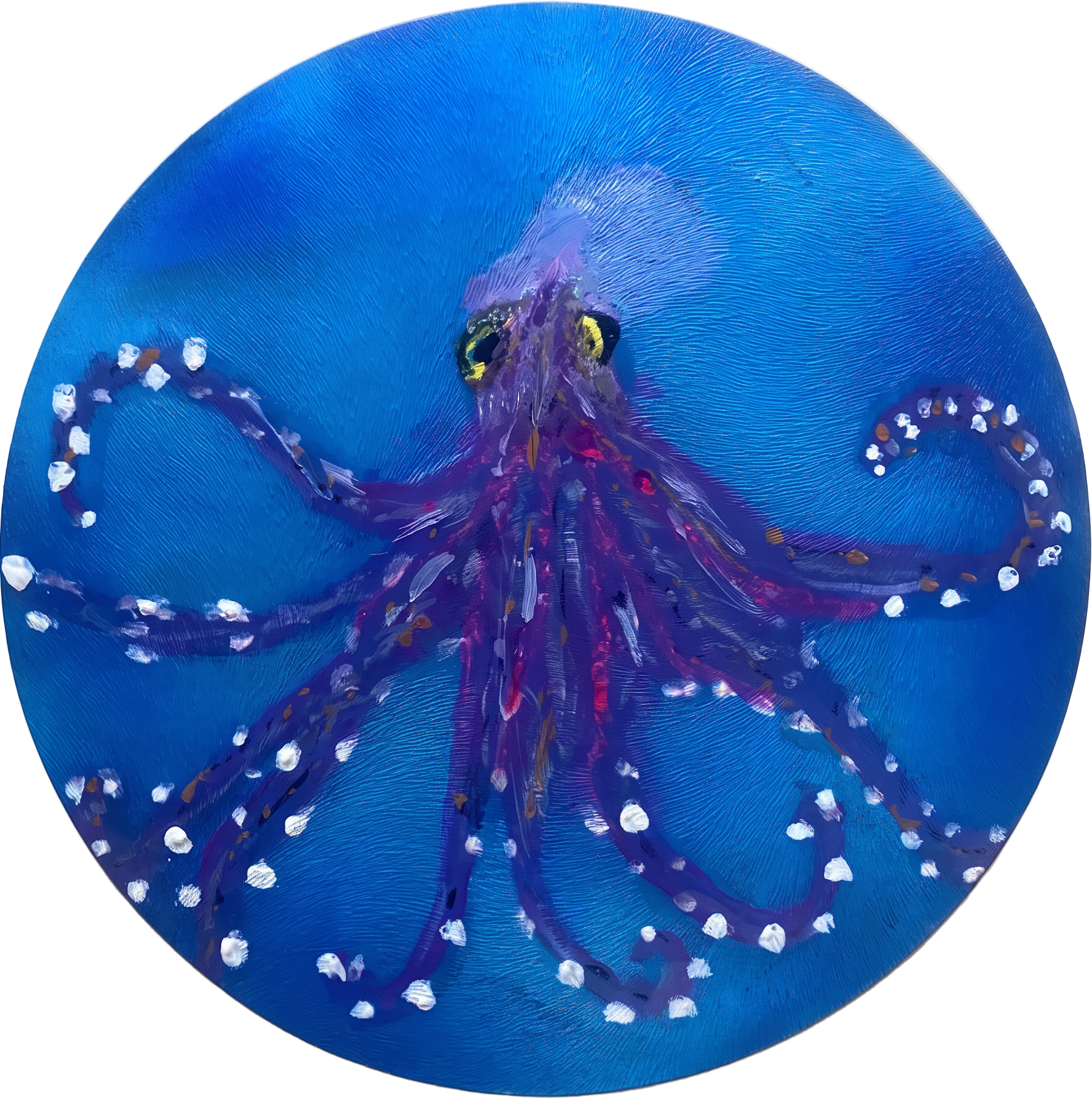 Round Octopus, 8" round painting
