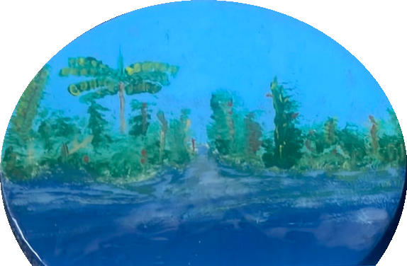 Key West Back Country (Round), 8" round painting